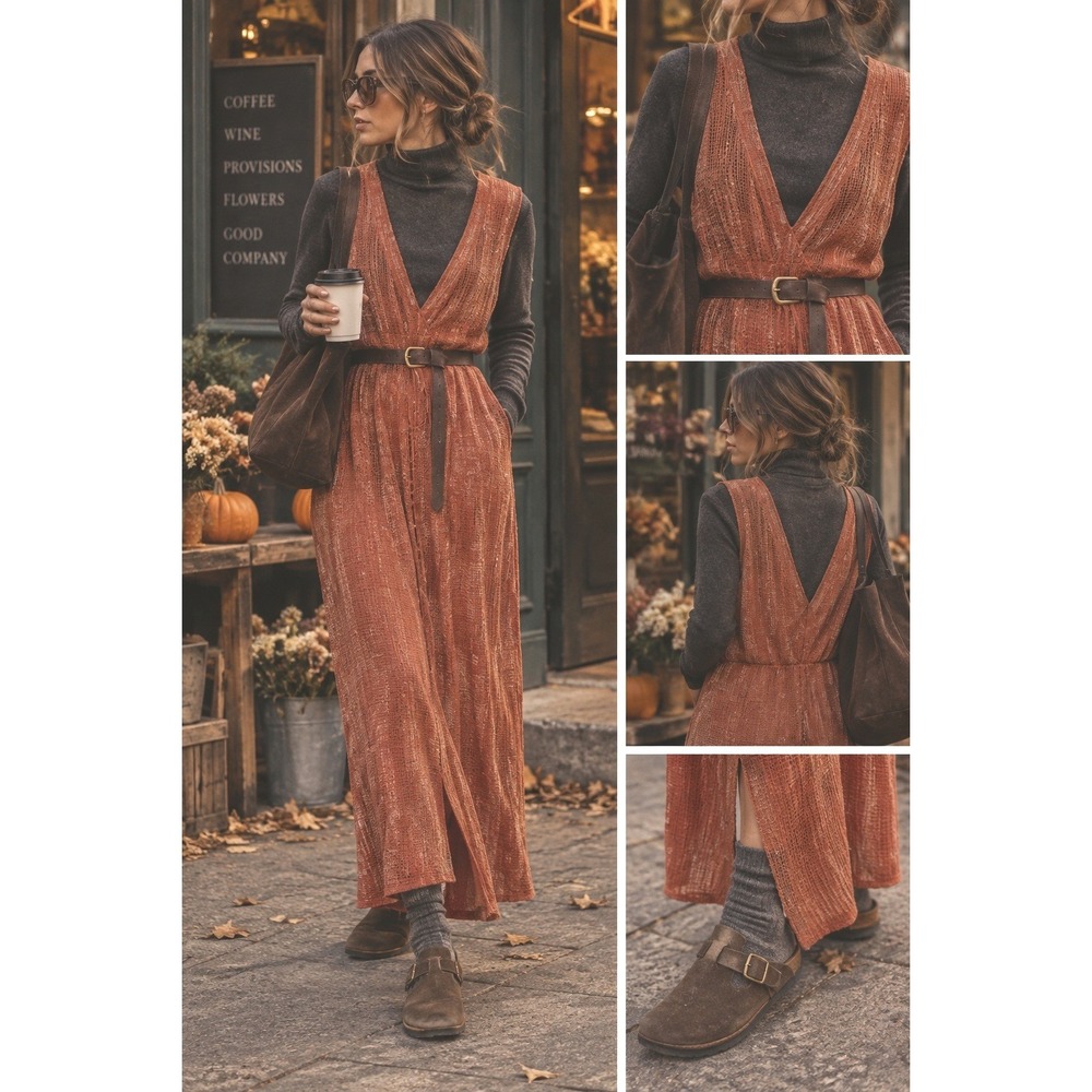 Akasa mesh jumpsuit cotton terracotta orange cute airy comfort coverup 8 MED euc